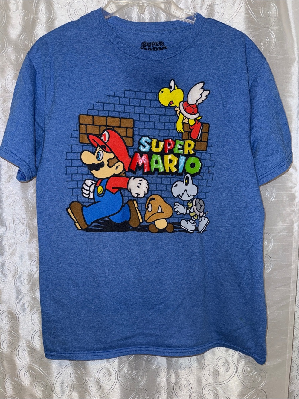 Nintendo Super Mario Multi Character Blue Graphic Tee Size Youth XL 🔥 G2